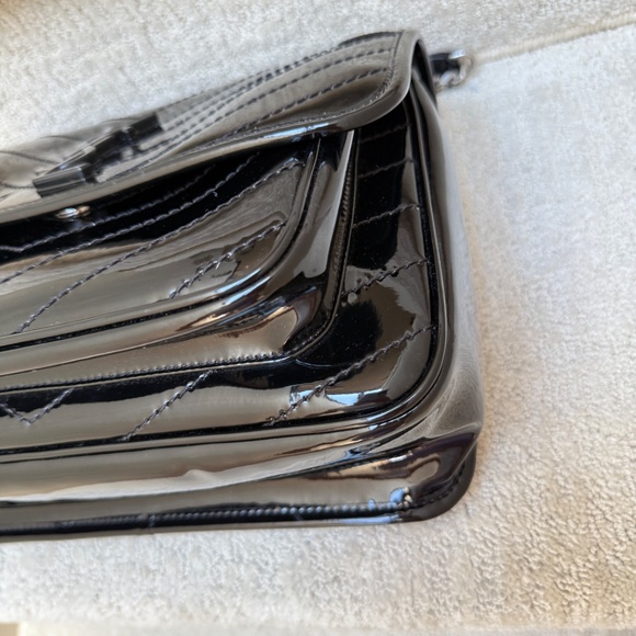 YSL Saint Laurent Patent Matelasse Monogram Medium Niki Chain Satchel Black - Picture 7 of 15